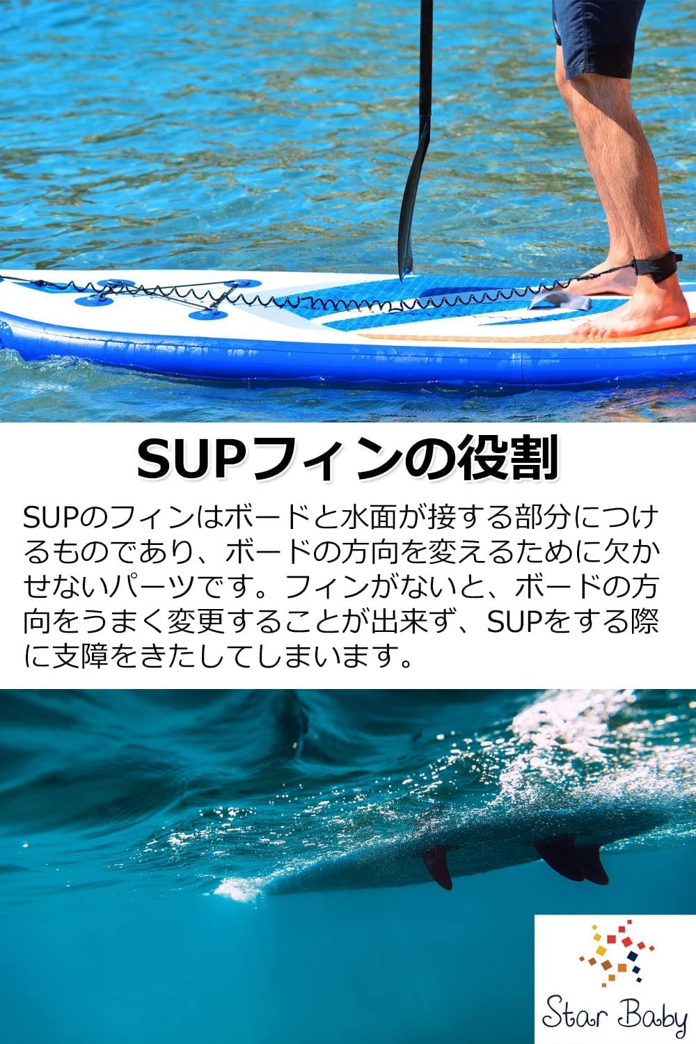 センターフィン supフィン パドルボードフィン 【取り付け/取り外しが簡単】 sup fin ブラック (11インチ)